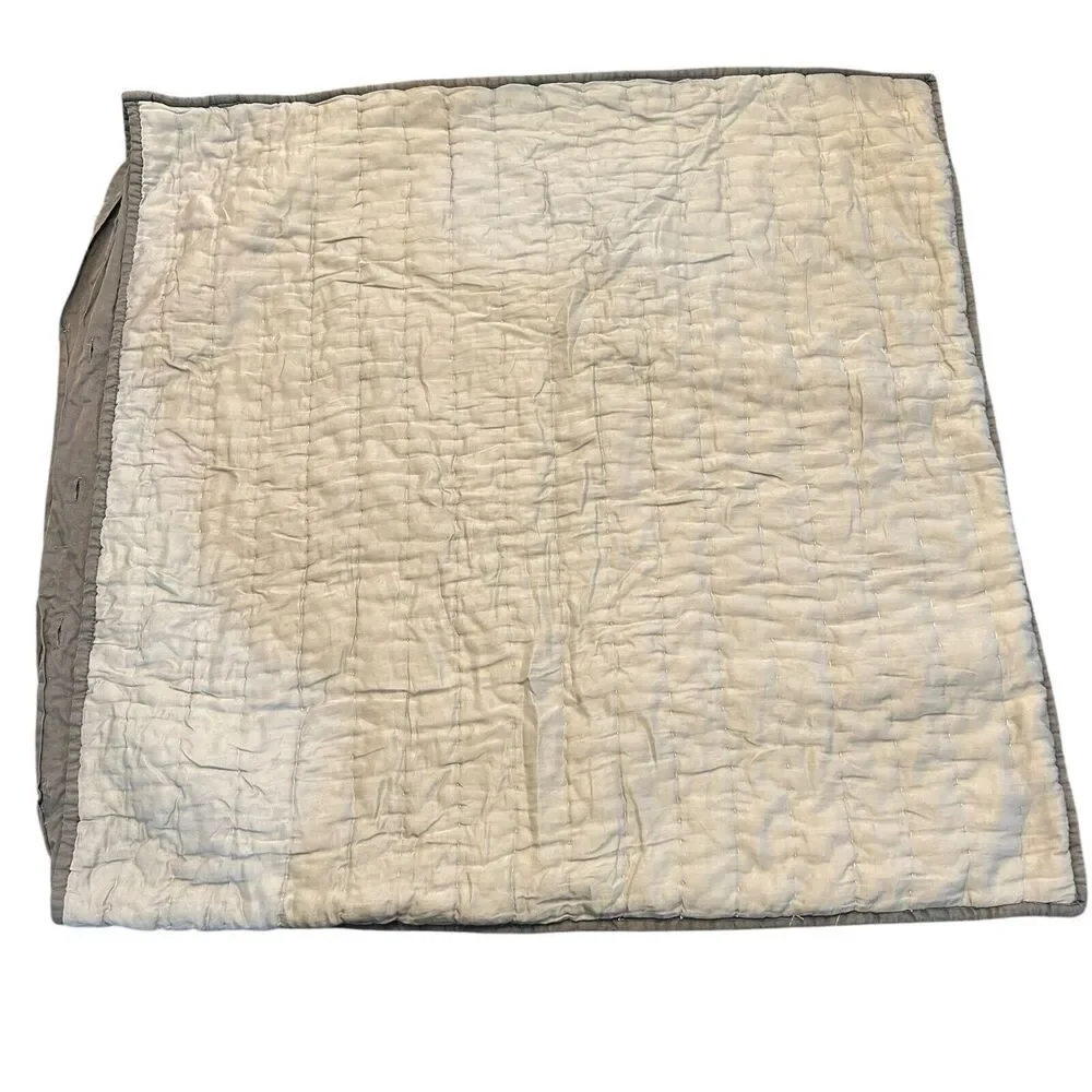 Pottery Barn Silk Front Gray Channel Stitch Euro‎ Sham Square Pillow Case 26”